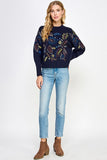 Navy Embroidered Sweater