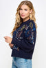 Navy Embroidered Sweater