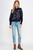 Navy Embroidered Sweater
