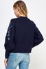Navy Embroidered Sweater