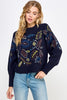 Navy Embroidered Sweater