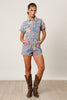 Retro Floral Denim Romper