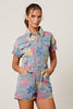 Retro Floral Denim Romper