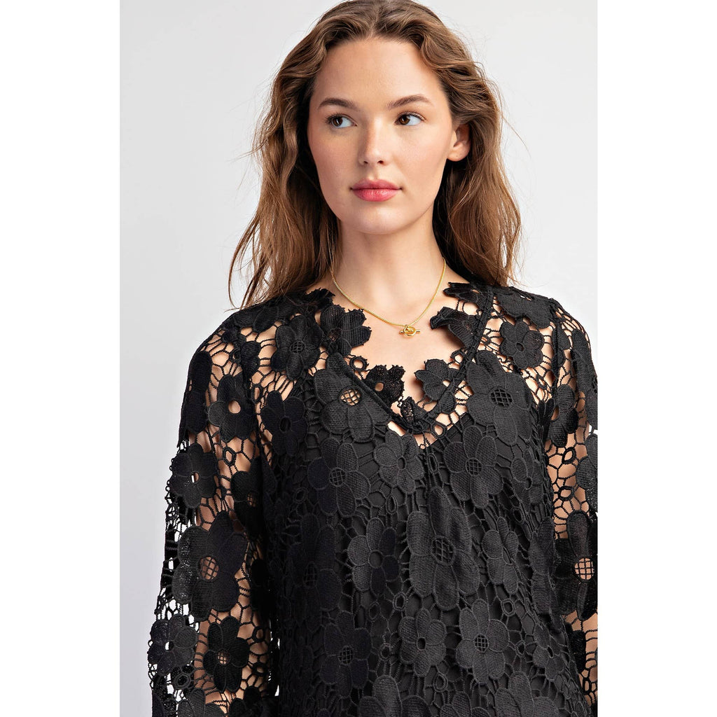 Crocheted Lace Relaxed Fit Dress