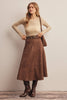 Stretch Suede A-Line Midi Skirt: Mocha