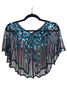 Sequin Embellished Shawl: Peacock Blue