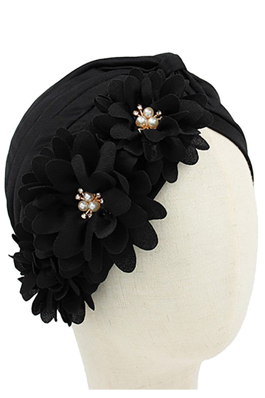 Floral Whimsy Vintage Head Cover: Black