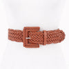 Braided Vegan Leather Buckle Belt: Camel