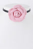 Leatherette Rose Choker: Pink