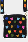 Rainbow Heart Seed Beaded Bag
