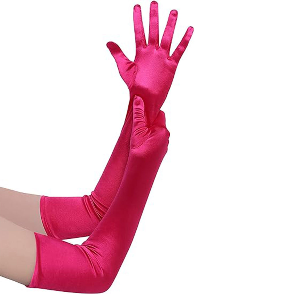 Satin Opera Gloves: Fuchsia