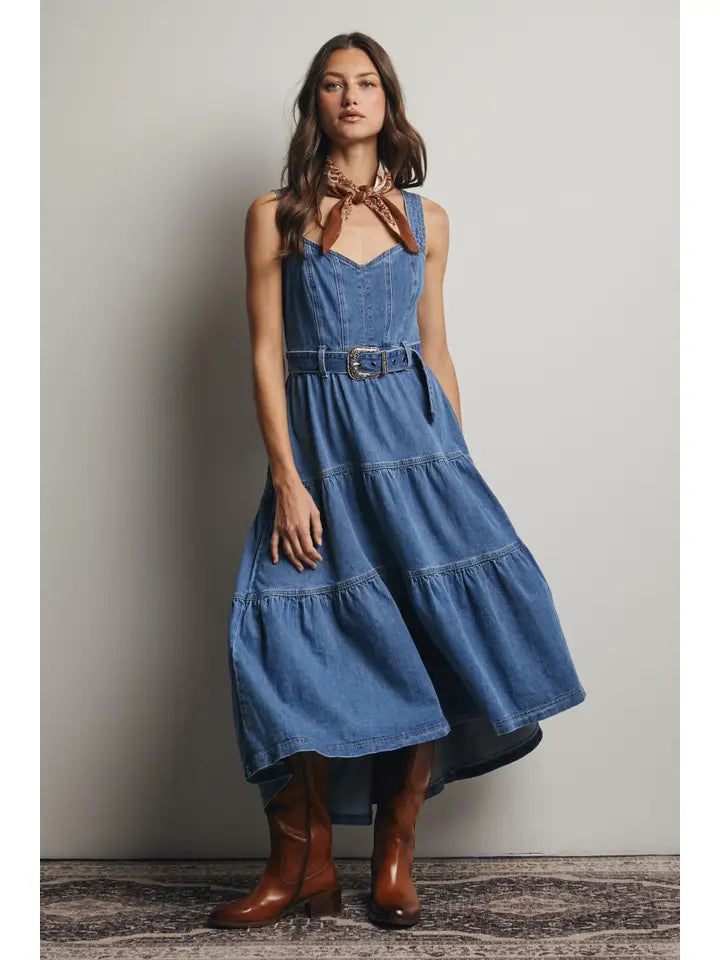 Western Belted Denim Dress