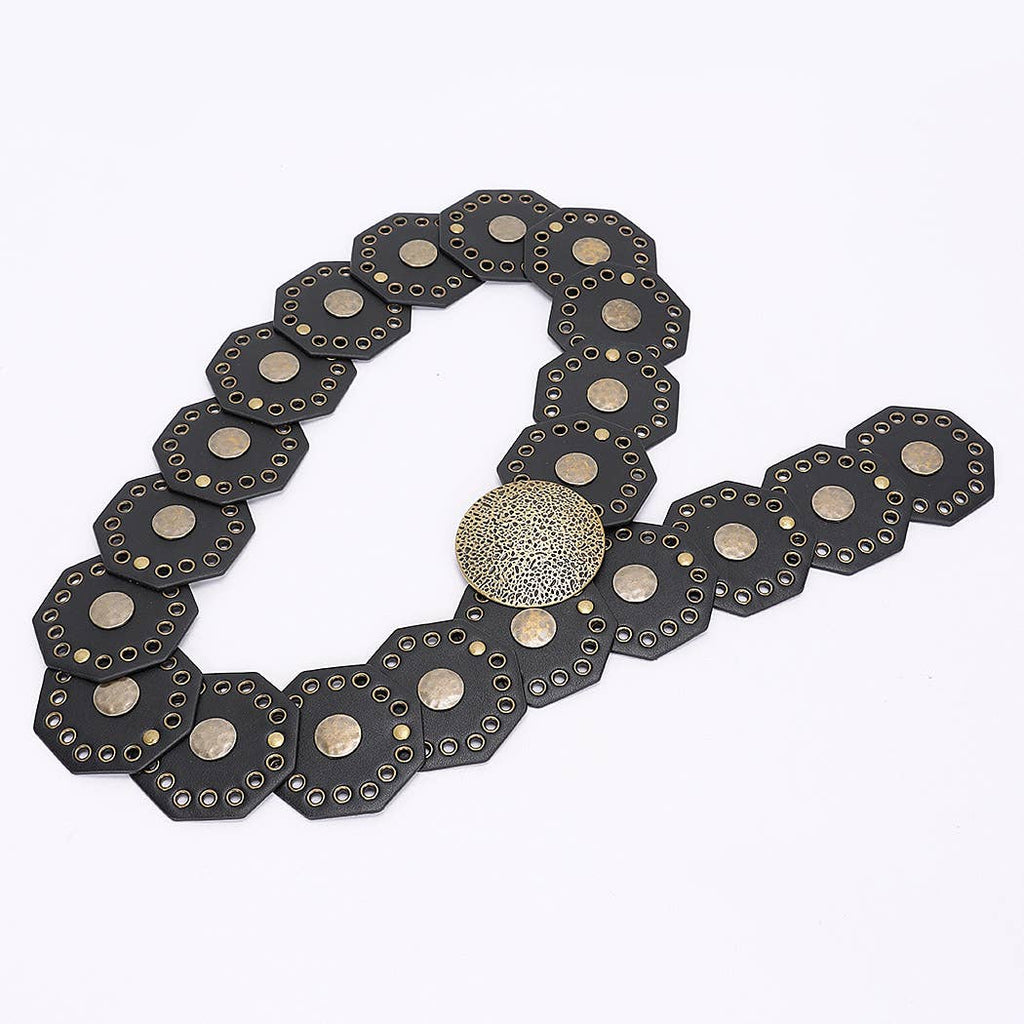 Western Vintage Belt: Black/Brass