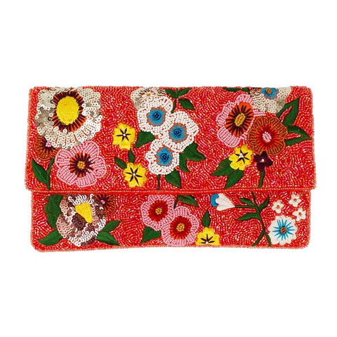 Stone Covered Evening Bag: Red/AB