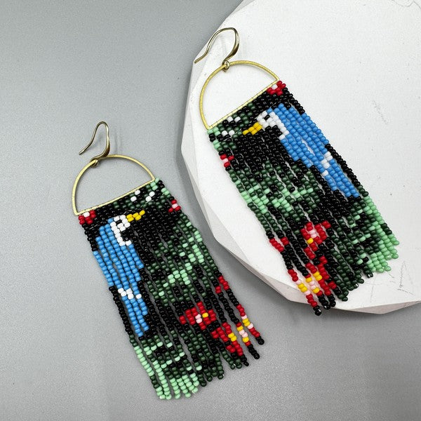 Parrot Tassle Beaded Earrings