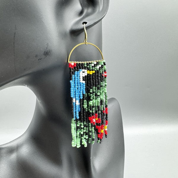 Parrot Tassle Beaded Earrings