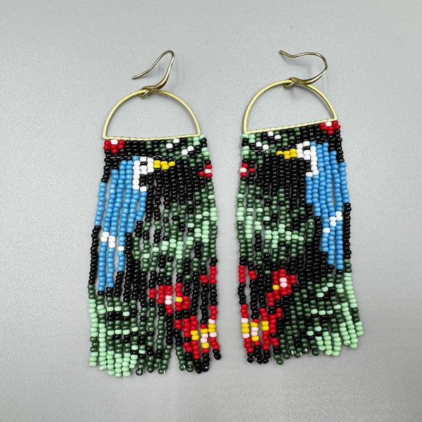 Parrot Tassle Beaded Earrings