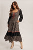 Floral Patchwork Lace-Up Maxi Dress