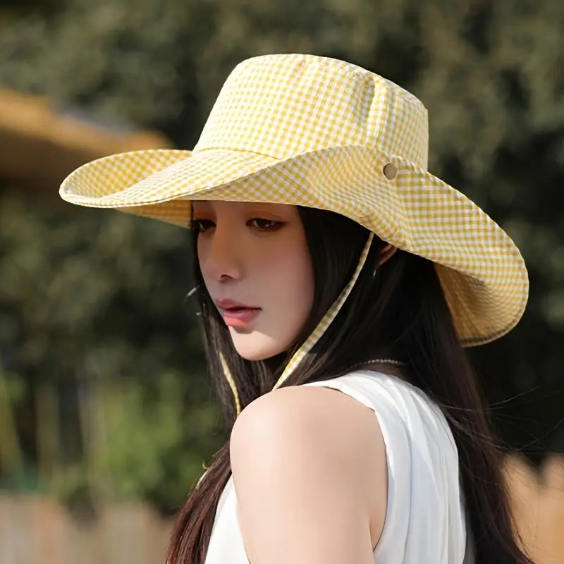 Gingham Fishing Hat: Black