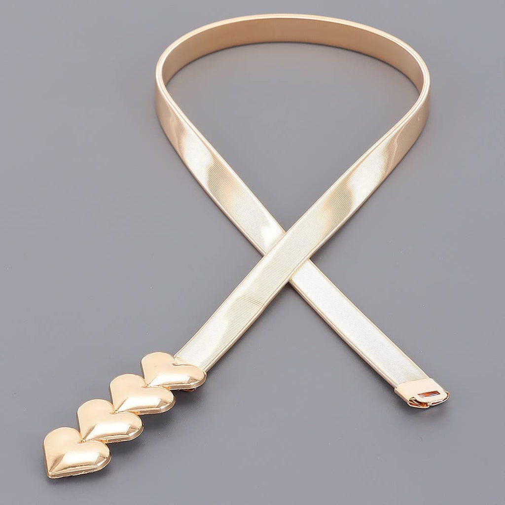 Metal Multi Heart Buckle Belt: Silver