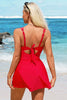 Red Hot Scalloped Neck Swimsuit