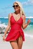 Red Hot Scalloped Neck Swimsuit