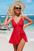Red Hot Scalloped Neck Swimsuit