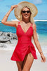 Red Hot Scalloped Neck Swimsuit
