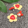 Flower Giggles Earrings: Red