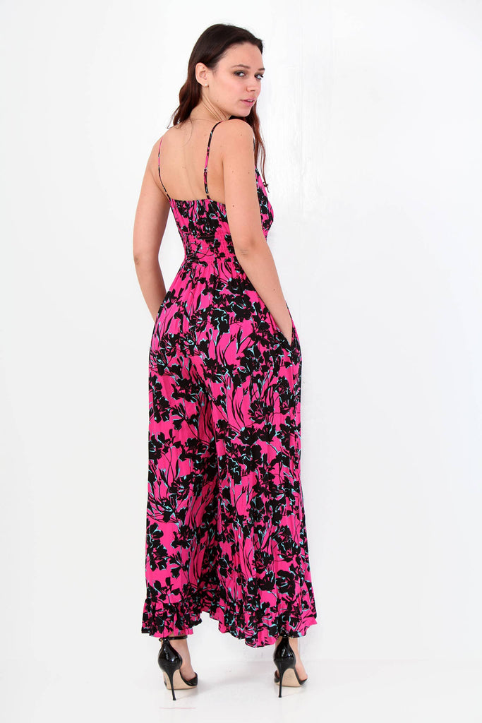 Black Blossoms Flowy Jumpsuit