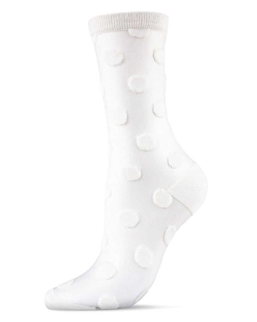 MeMoi Polka Dot Sheer Ankle Socks: 9-11 / Black