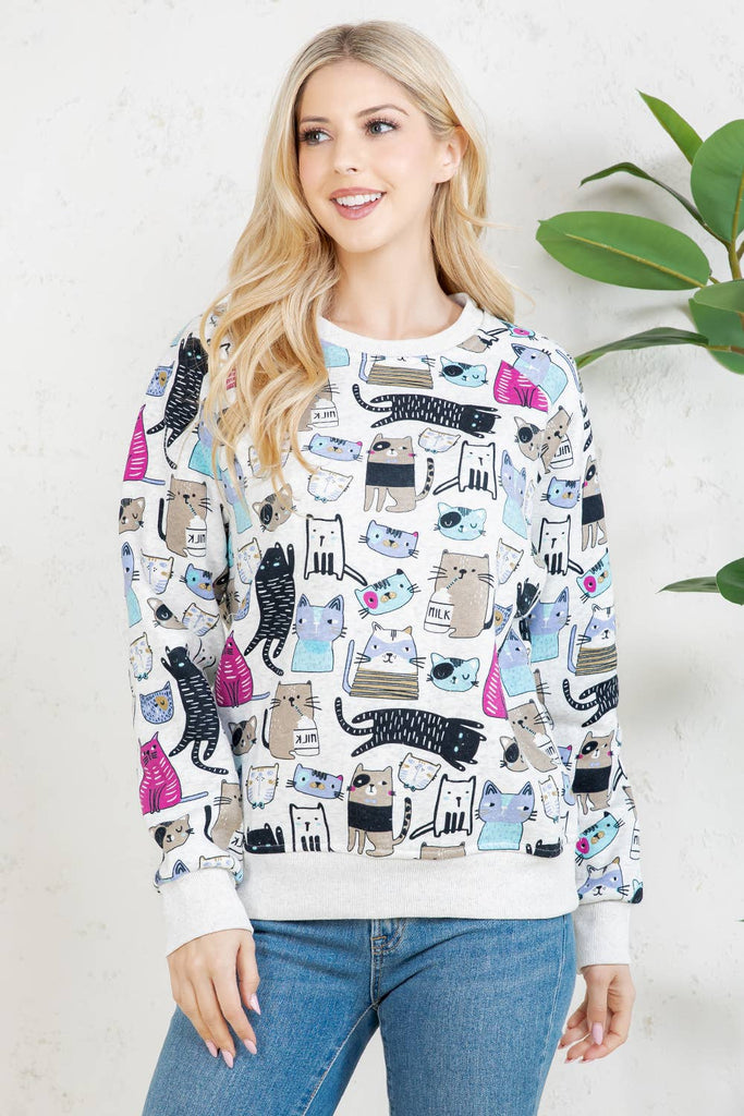 Colorful Cats Fleece Sweatshirt