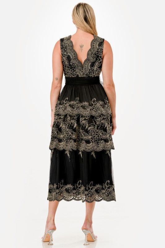 Gold Embroidered Regency Dress