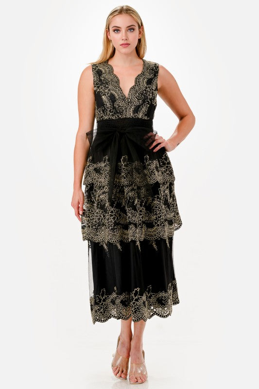 Gold Embroidered Regency Dress
