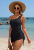Blondie In Black One Shoulder Swim Dress