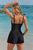 Twist Front Swim Romper: Black