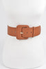 Faux Leather Wide Belt: Camel