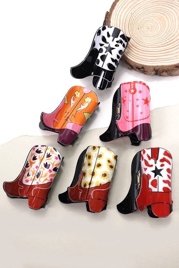 Cowboy Boot Hair Claw: Rawhide