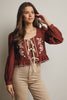Cherry Wood Peplum Blouse