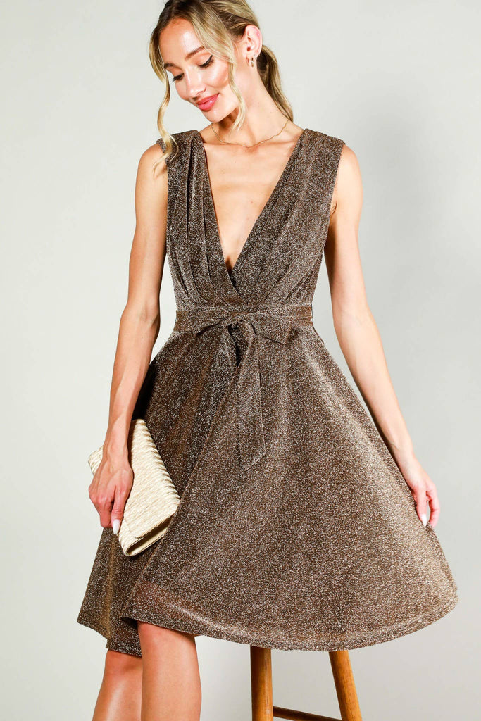 Bronze Glitter Swing Dress