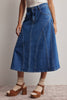 Paneled A-Line Stretch Denim Skirt