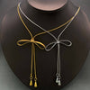 Bow 18K Gold Plated Lariat Necklace
