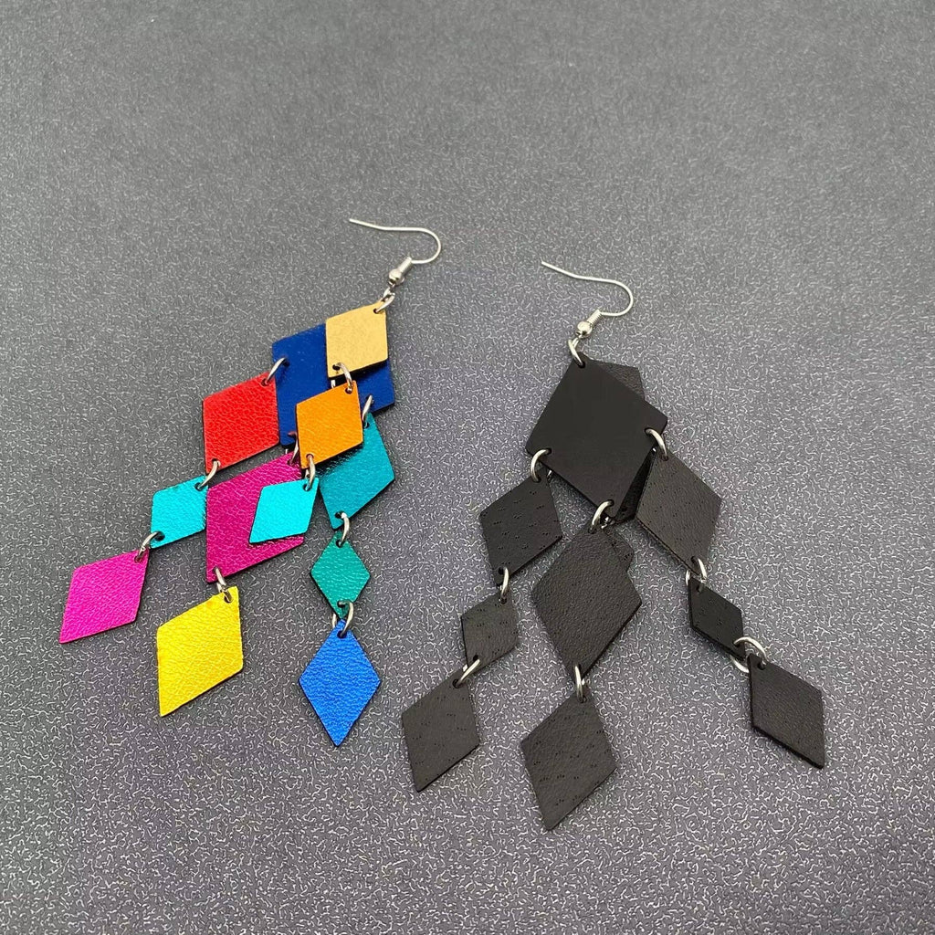 Rhombus Fringe Dangle Earrings