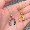 Horseshoe Charm Necklace; Stainless Steel