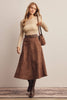 Stretch Suede A-Line Midi Skirt: Mocha