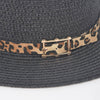 Faux Straw Hat W/Leo Band: Black
