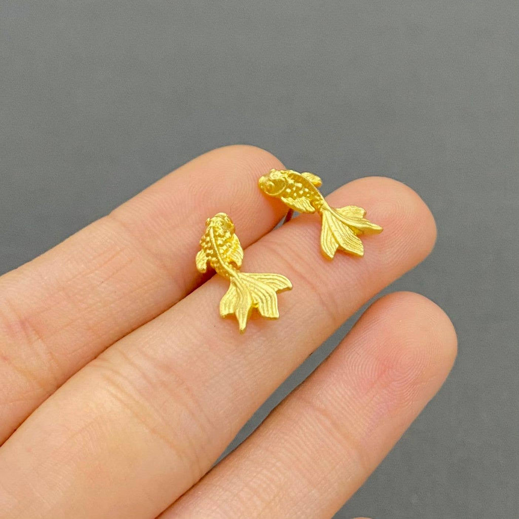 14K Gold Plated Goldfish Stud Earrings