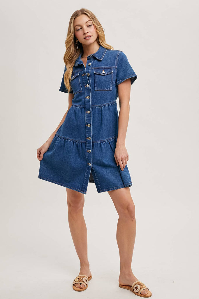 Tiers of Joy Denim Dress