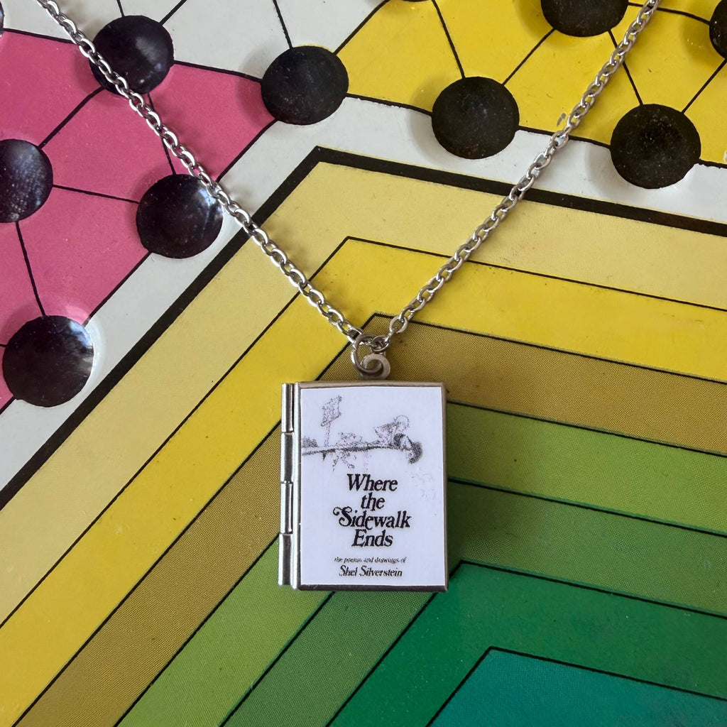 Book Locket Necklace - Where the Sidewalk Ends: Stainless Steel