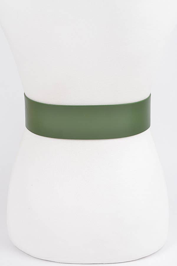 Faux Leather Wide Belt: Olive